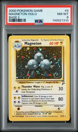 2000 POKEMON BASE SET 2 #9 MAGNETON-HOLO PSA 8 - Image 1