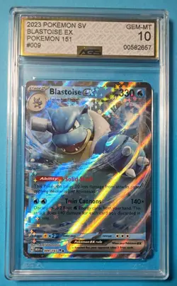 Pokemon - Blastoise ex 009/165 - Scarlet & Violet 151 - Extended Art - AGS 10 MT - Image 1