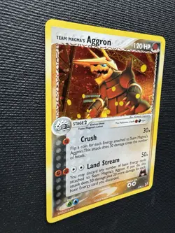 Pokemon Team Magma’s Aggron 7/95 EX Team Magma vs Aqua SWIRL Holo Rare 2004 NM - Image 2