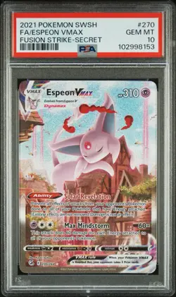 2021 POKEMON SWORD & SHIELD FUSION STRIKE SECRET FULL ART/ESPEON VMAX PSA 10 - Image 1