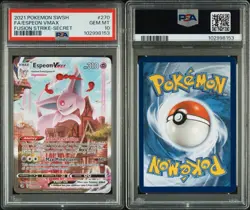2021 POKEMON SWORD & SHIELD FUSION STRIKE SECRET FULL ART/ESPEON VMAX PSA 10 - Image 3
