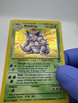 Pokemon TCG Nidoking 11/130 Base Set 2 Holo Rare WOTC SWIRL - LP - Image 2