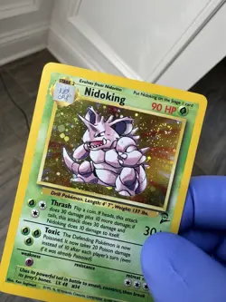 Pokemon TCG Nidoking 11/130 Base Set 2 Holo Rare WOTC SWIRL - LP - Image 4