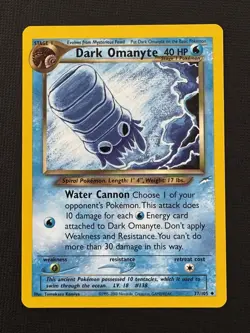 Pokemon Dark Omanyte 37/105 Neo Destiny Unlimited Regular Uncommon 40HP Stage 1 - Image 1
