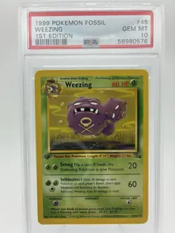1999 Pokemon Fossil Weezing 1st Edition #45/62 PSA 10 Gem Mint - Image 1