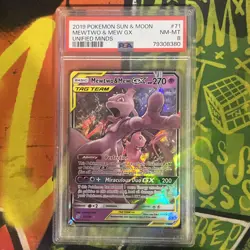 Mewtwo And Mew Gx Pokemon Sun & Moon Unified Minds PSA 8 - Image 1