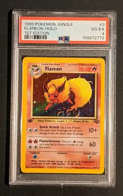 1999 POKEMON JUNGLE 1ST EDITION #3 FLAREON-HOLO PSA 4 - Image 1