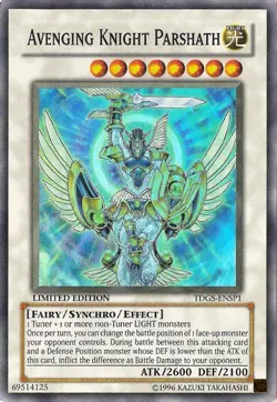 Yugioh! LP Avenging Knight Parshath - TDGS-ENSP1 - Super Rare - Limited Edition - Image 1
