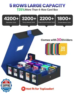 Trading Card Storage Box, 5 Row Card Deck Case with Commander Dis - Image 2