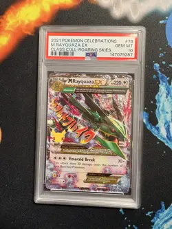 NEW CERT Pokemon TCG M Rayquaza EX Holo Card 76/108 Celebrations 2021 PSA 10 - Image 1