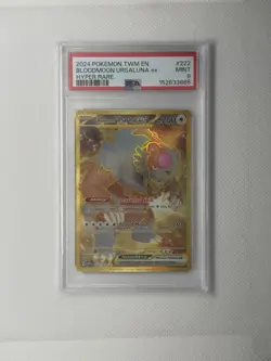 PSA 9 2024 Pokemon TWM en Bloodmoon Ursaluna EX Hyper Rare Card #222 PSA Mint 9 - Image 1