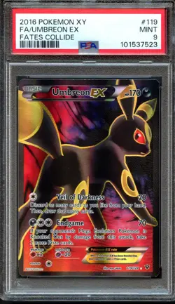 Umbreon EX 119/124 Fates Collide Full Art Rare PSA 9 Mint Pokemon Card - Image 1