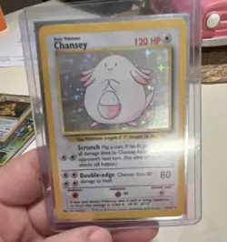 Pokemon Chansey 003/102 Base Set Holo Rare 120 HP Basic Card English - Image 1