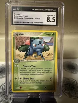 2006 Pokemon TCG Ivysaur 35/100 Prerelease Stamp EX Crystal Guardians PSA 9 Mint - Image 1