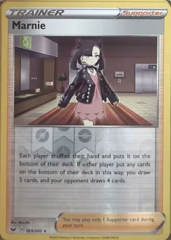 Pokemon Sword & Shield Reverse Holo Marnie 169/202 Holo R NM - Image 1