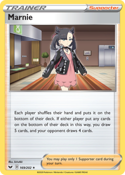 Pokemon Sword & Shield Reverse Holo Marnie 169/202 Holo R NM - Image 2