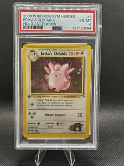 Pokemon 2000 Gym Heroes Holo 1st Edition #3 Erika's Clefable PSA 6 - Image 1