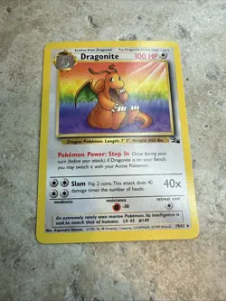 Dragonite 19/62 Fossil Rare Unlimited Regular 100 HP Pokemon TCG English - Image 1