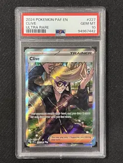 Clive Ultra Rare Trainer PSA 10 Paldean Fates 227/091 Pokemon TCG - Image 1