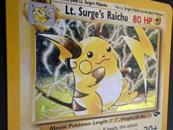 Pokemon TCG Lt. Surge's Raichu Gym Challenge Holo Rare 80 HP English - Image 3