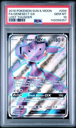 2018 POKEMON SUN & MOON LOST THUNDER #204 FA/GENESECT GX LOST THUNDER PSA 10 - Image 1