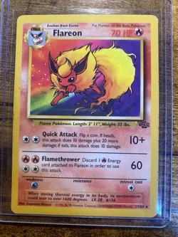 1999 Wizards of the Coast Jungle Flareon 19/64 Rare (Non-Holo) LP - Top Loader - Image 1