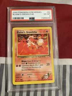 2000 Vintage Pokemon Gym Heroes Set Blaine's Growlithe WOTC Unlimited PSA 6 - Image 1