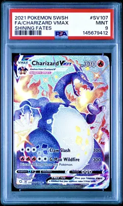 2021 POKEMON SWORD & SHIELD SHINING FATES #SV107 FULL ART/CHARIZARD VMAX PSA 9 - Image 1