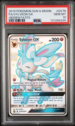 2019 POKEMON SUN & MOON HIDDEN FATES #SV76 FULL ART/SYLVEON GX PSA 10 - Image 1