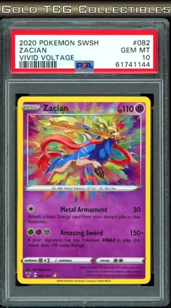PSA 10 ⭐ Pokemon Zacian 082 Amazing Rare Vivid Voltage Full Art Graded Card - Image 1