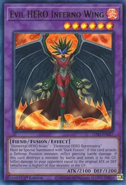 LDS3-EN027 Evil HERO Inferno Wing RED Ultra Rare 1st Edition NM YuGiOh TCG - Image 1