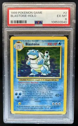 1999 Pokemon Unlimited Blastoise Holo #2/102 PSA 6 - Image 1