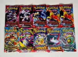 (x10) TCG sealed Pokemon Booster Packs Destined Rivals Mega Surging JOURNEY - Image 1