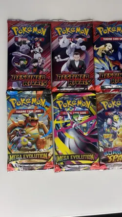(x10) TCG sealed Pokemon Booster Packs Destined Rivals Mega Surging JOURNEY - Image 2