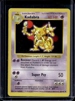 1999 Pokemon Shadowless Kadabra #32/102 - Image 1