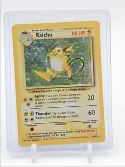 RAICHU 1999 POKEMON BASE SET HOLO RARE R 14/102 Q1048 - Image 1