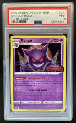 2022 Pokemon SWSH Black Star Promos Gengar Prerelease Promo #SWSH241 PSA 9 - Image 1