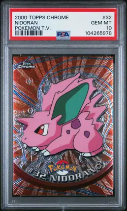 2000 TOPPS CHROME POKEMON T.V. #32 NIDORAN PSA 10 - Image 1