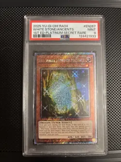 Yu-Gi-Oh! The White Stone of Legend RA03 Platinum Secret Rare 1st Edition PSA 9 - Image 1