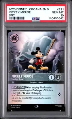 2025 Disney Lorcana Mickey Mouse Standard Bearer Epic Foil PSA 10 POP 13 - Image 1