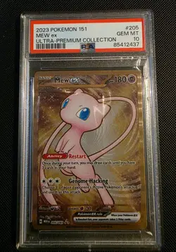2023 Pokemon Mew ex Full Art 151 UPC Gold Metal Promo Card 205/165 PSA 10 GEM MT - Image 1