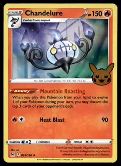 Chandelure 26/196 Pokemon Card Trick or Trade 2023 Rare 150 HP Holo LP MU - Image 1