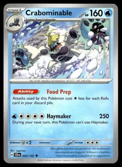 Crabominable 42/142 Pokemon Card Stellar Crown Uncommon 160 HP NM N35 - Image 1