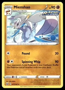 Mienshao 77/163 Pokemon Card Battle Styles Rare 90 HP Lightly Played QF - Image 1