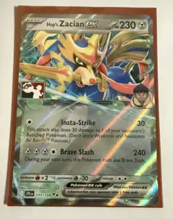 Hop's Zacian Ex Pokemon Prize Pack Series 7 Promo Pokemon Card NM/LP Stamp - Image 1