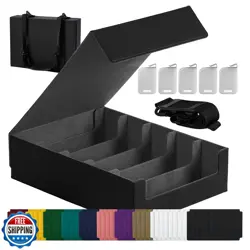 Magnetic Leather Trading Card Storage Box - 5-Row Deck Case Design, 3900+ Cap - Image 1