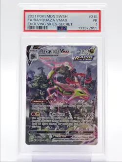 RAYQUAZA VMAX 2021 POKEMON SWSH EVOLVING SKIES SECRET RARE 218/203 PSA 1 Q4444 - Image 1
