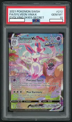 Pokemon Sylveon VMAX Evolving Skies Secret Rare Full Alt Art #212 PSA 10 - Image 1