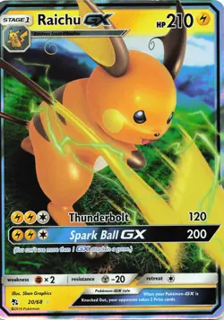 POKEMON Raichu GX #20/68 Holo Hidden Fates NM - Image 1