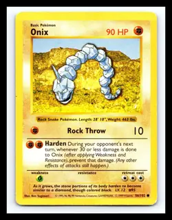 💥 ONIX Shadowless Base Set 1999 Pokemon TCG Non Holo # 56/102 - Image 1